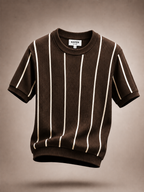 Striped Knit Tee - Brown