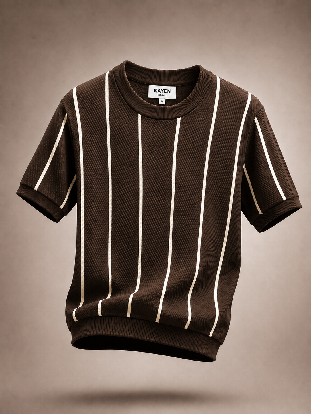 Striped Knit Tee - Brown