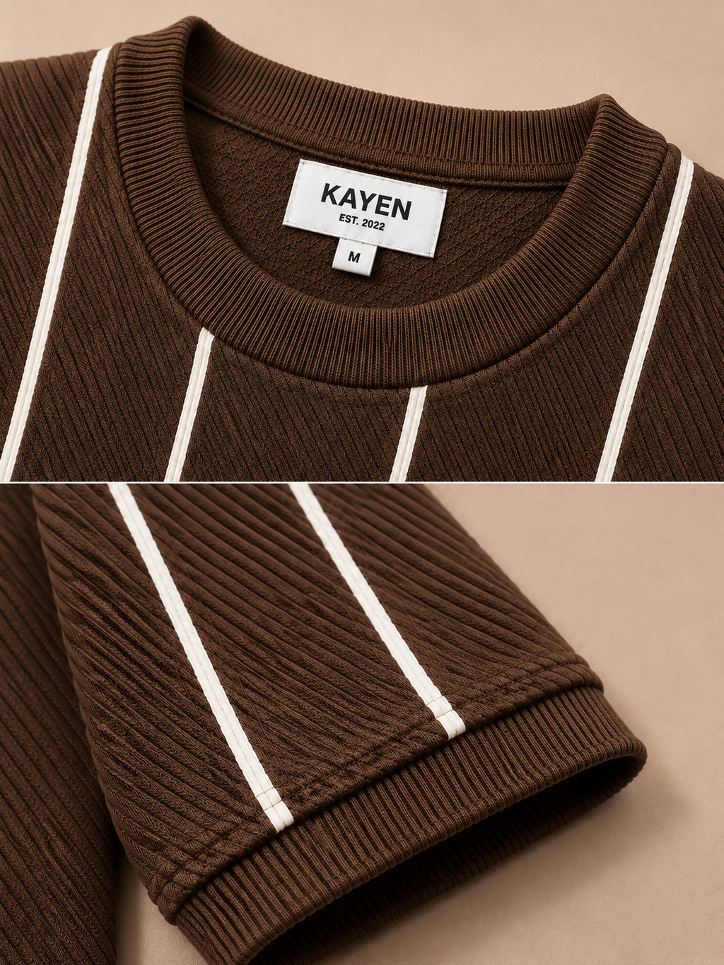 Striped Knit Tee - Brown