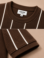 Striped Knit Tee - Brown