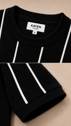 Striped Knit Tee - Black