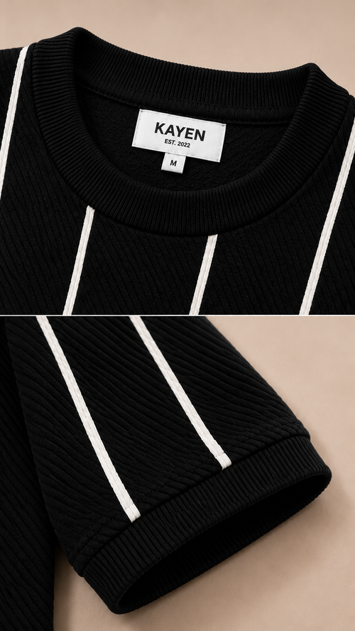 Striped Knit Tee - Black