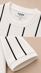 Striped Knit Tee - White