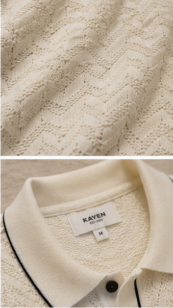 Riviera Knit Polo-White Cream
