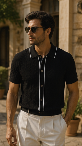 Riviera Knit Polo-Black