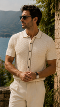 Riviera Knit Polo-White Cream