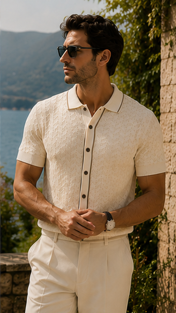 Riviera Knit Polo-White Cream